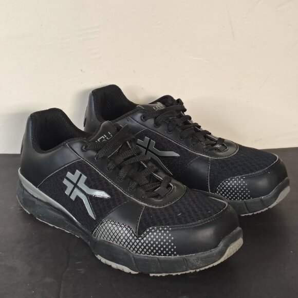 Kuru Shoes Mens Size 9 Wide Black Gray Lace Up Quantum 2 Walking - Picture 1 of 14